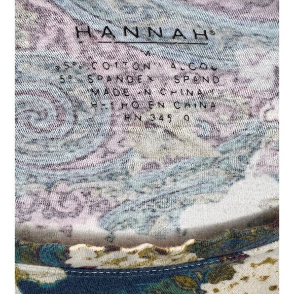 Hannah Womens Size Medium Long Sleeve Top Blouse Paisley and Floral Print - Picture 6 of 6